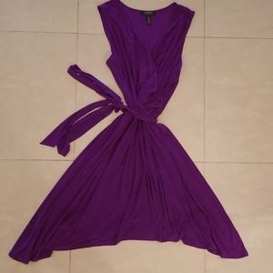 Purple Ralph Lauren Stretch V-Neck Hi-Low Dress